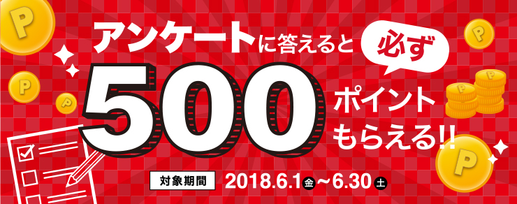 アンケートに答えると、必ず500ポイントもらえる!!